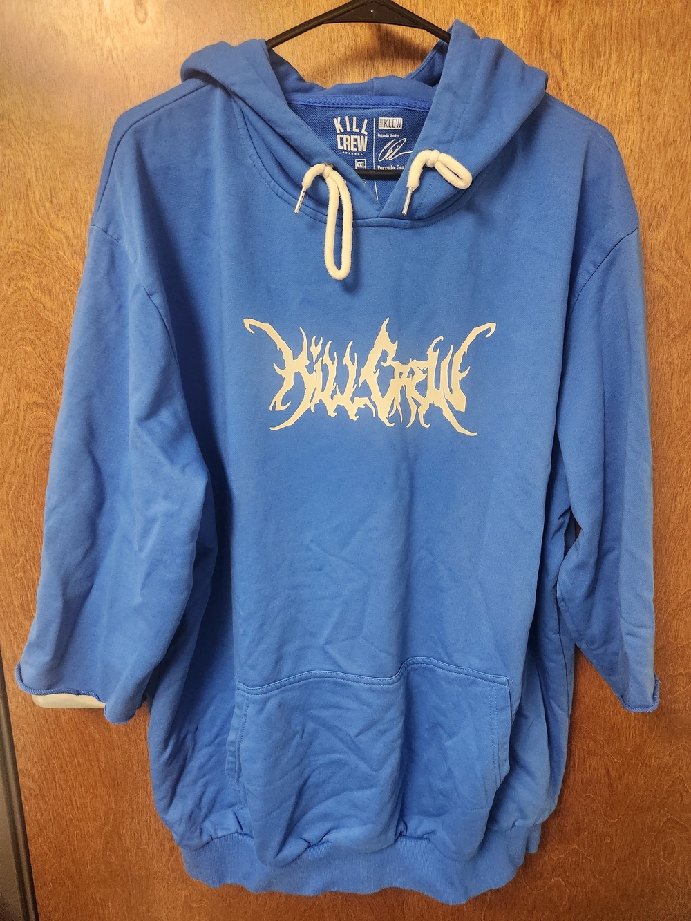 Kill Crew Porada Hoodie Cut Sleeves Blue Size XXL Gym Is My Psych Ward